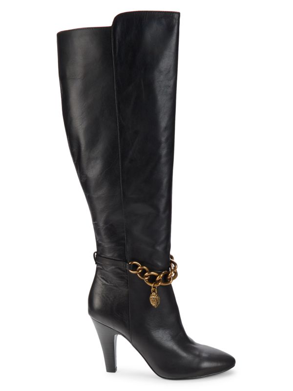 Kurt Geiger London Shoreditch Chain Trim Leather Calf Boots